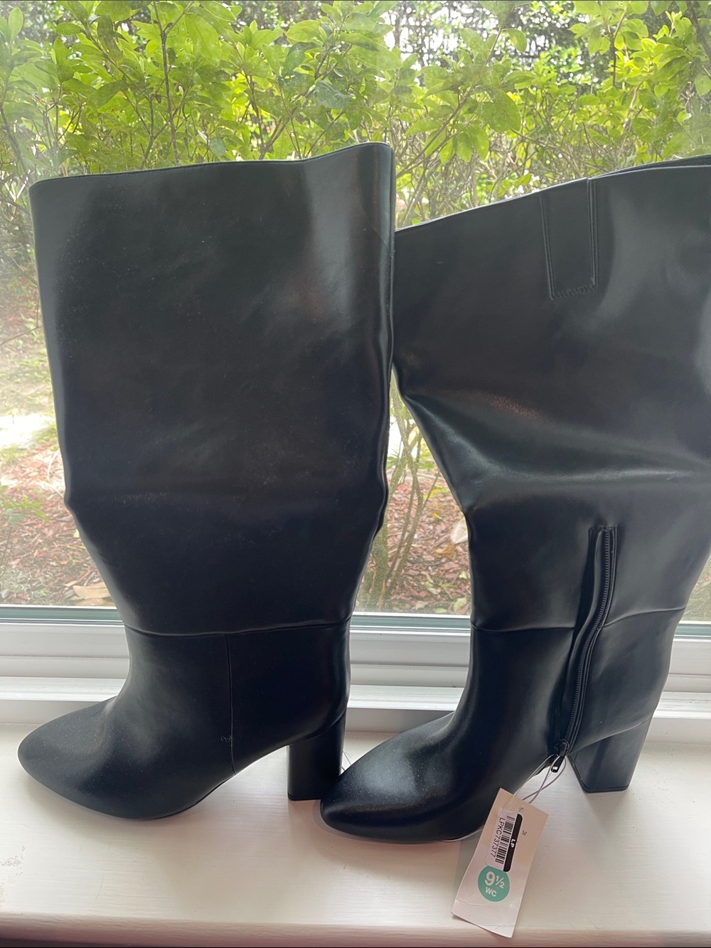 Women’s Black Mid-Calf Block Heel Boots (wide calf)